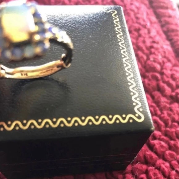 Family,heirloom, antique, art deco, European 14 karat gold fire opal & opal ring - Picture 2 of 6
